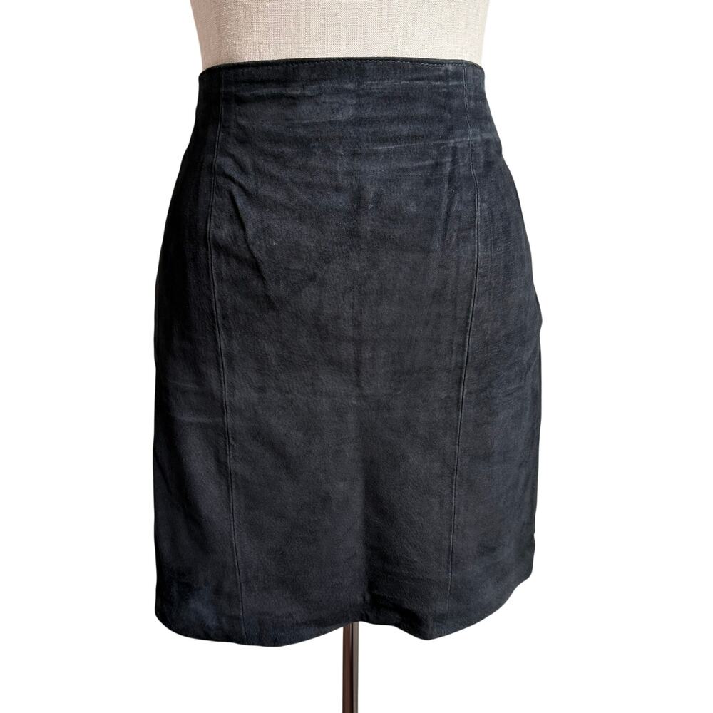 Forenza Black Suede Leather Skirt Women’s 10 Made in Korea 80s Vintage